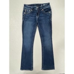 Miss Me Mid Rise Boot Cut Jeans Sz 28 Sequin Embellished Bling Studded
